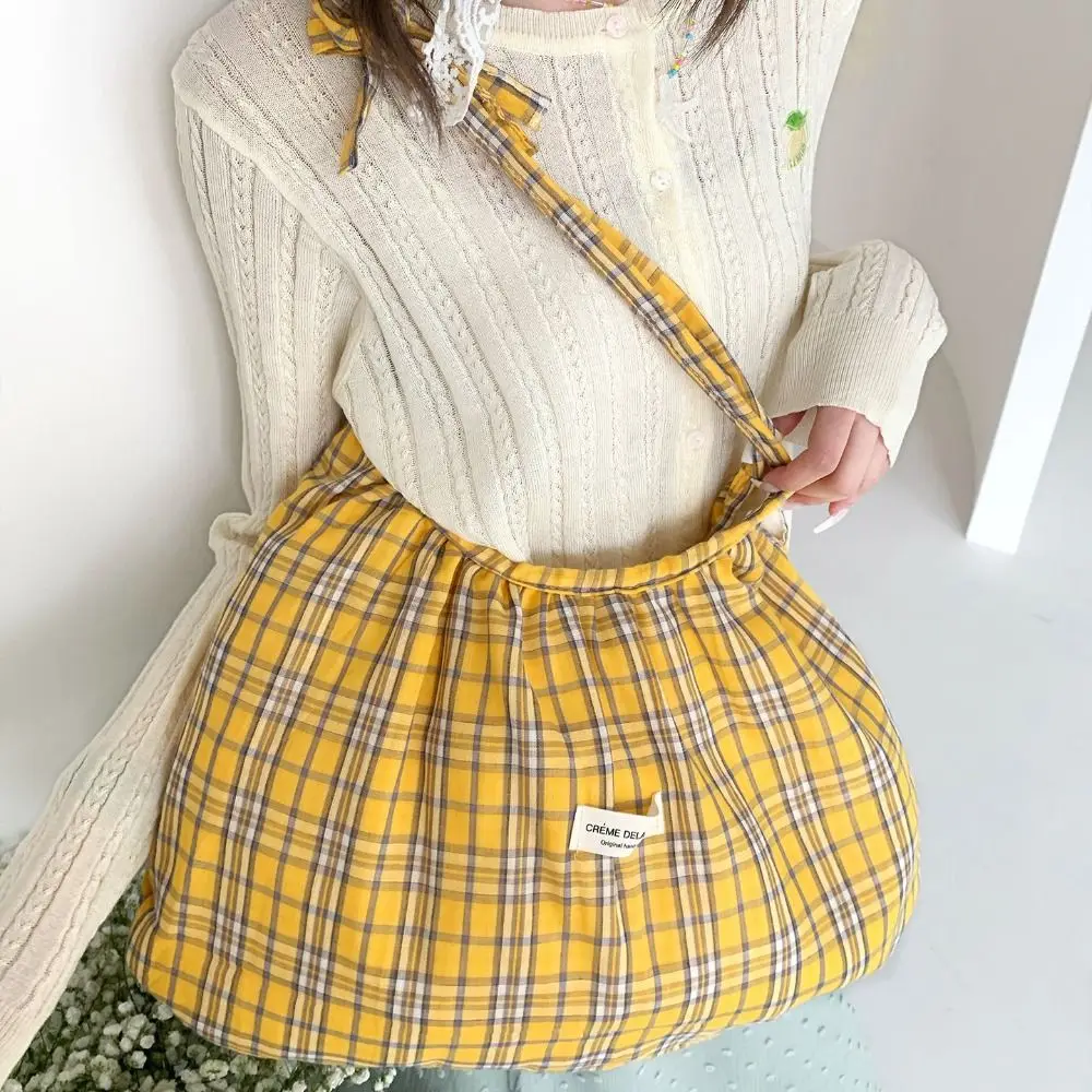 

Портативная сумка-кроссбоди в корейском стиле с принтом, большая вместительная плиссированная сумка через плечо, легкая холщовая сумка-пельмень для шопинга