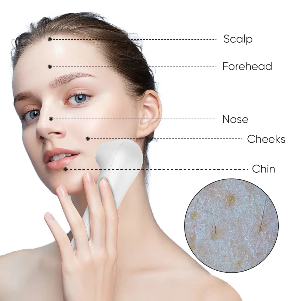 Thuisgebruik HD Dermatologie Gezichtsscanner Slimme multifunctionele huidhaar Hoofdhuiddetector Analyzer voor analyse van huidverzorging