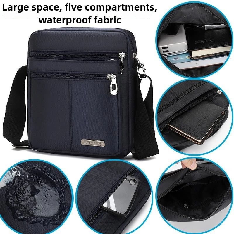 

New Trendy Men's Lightweight Single Shoulder Crossbody Phone Bag, Multi-layer Commuting Bag, Casual Business Bag