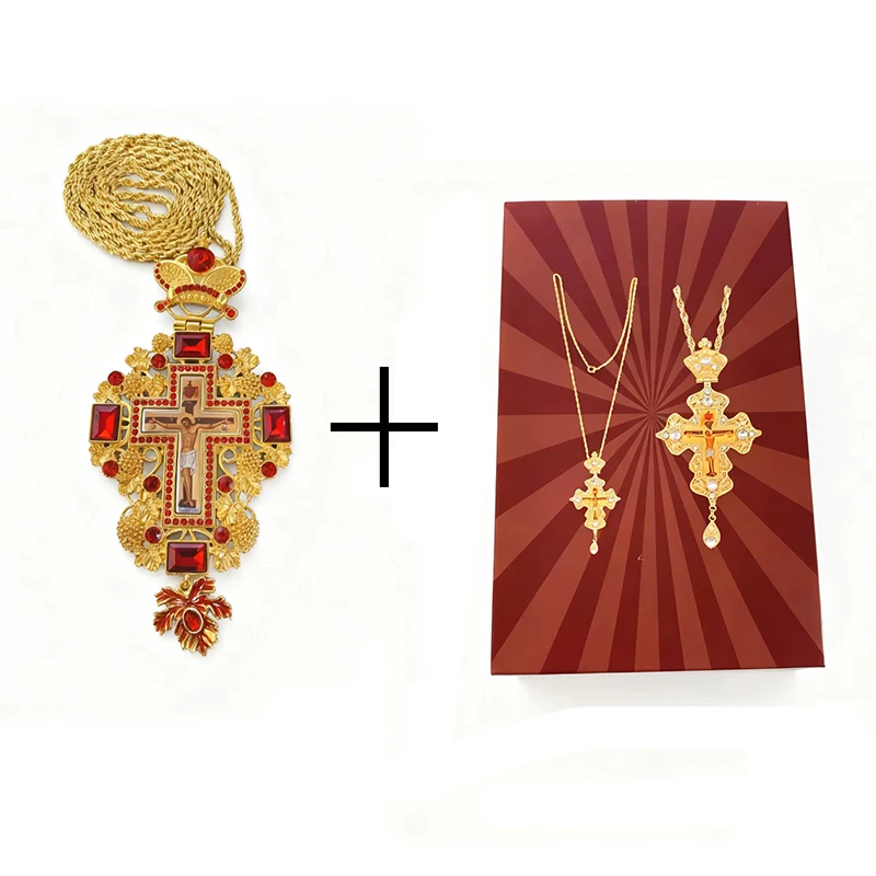 Neues 2026 Griechisches Orthodoxes Byzantinisches Kirchen-Schmuckstück Brustkreuz Halskette Jesus Lange Kette Religiöse Ikone Christliches Geschenk Priester – Detail 7