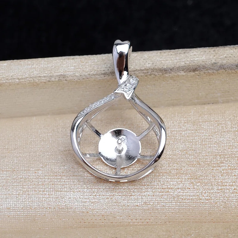 Wholesale 925 Sterling Silver Pendant Mounts Base Findings Settings Mountings Jewelry Fittings for 11-12mm Pearls 3pcs/lot