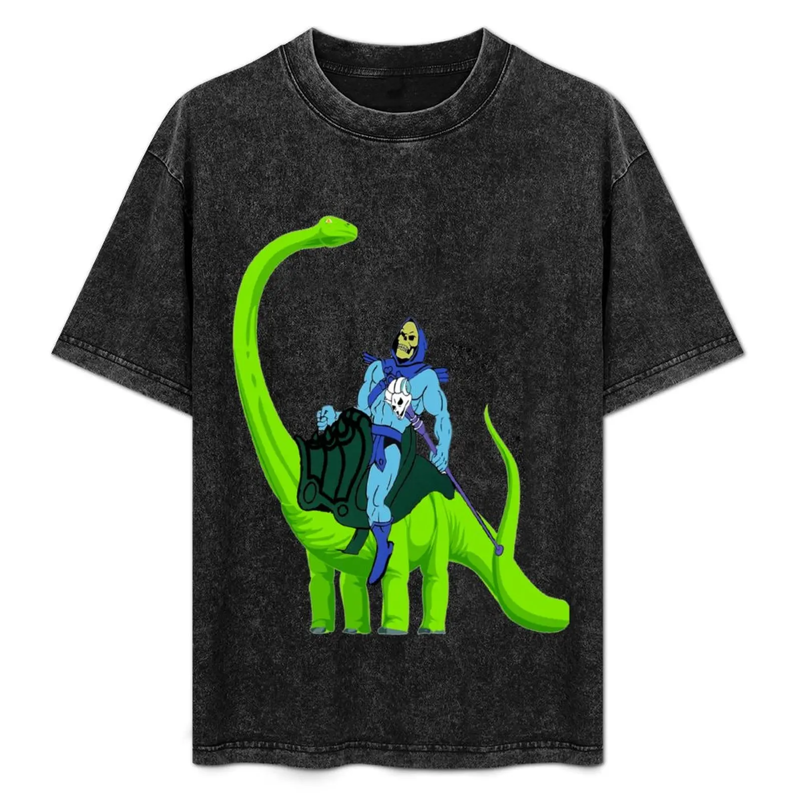 

mad skill evil skeletor riding dinosaur T-Shirt Casual Breathable Short Sleeve Top