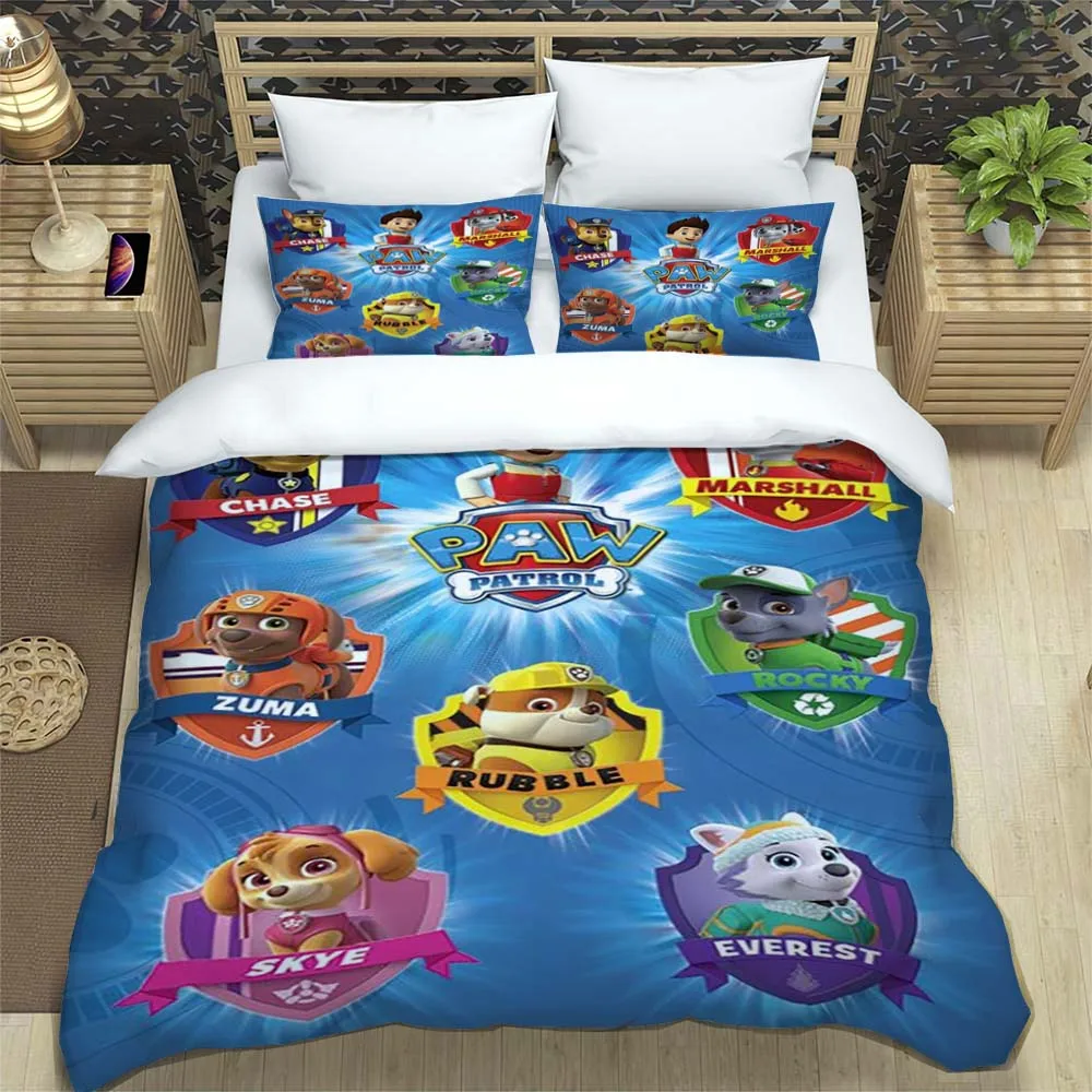 Dogs P-Patrol Pattern Quilt Cover With Pillowcases Microfiber 3D Digital Printed Bedding Set Twin Full Queen King