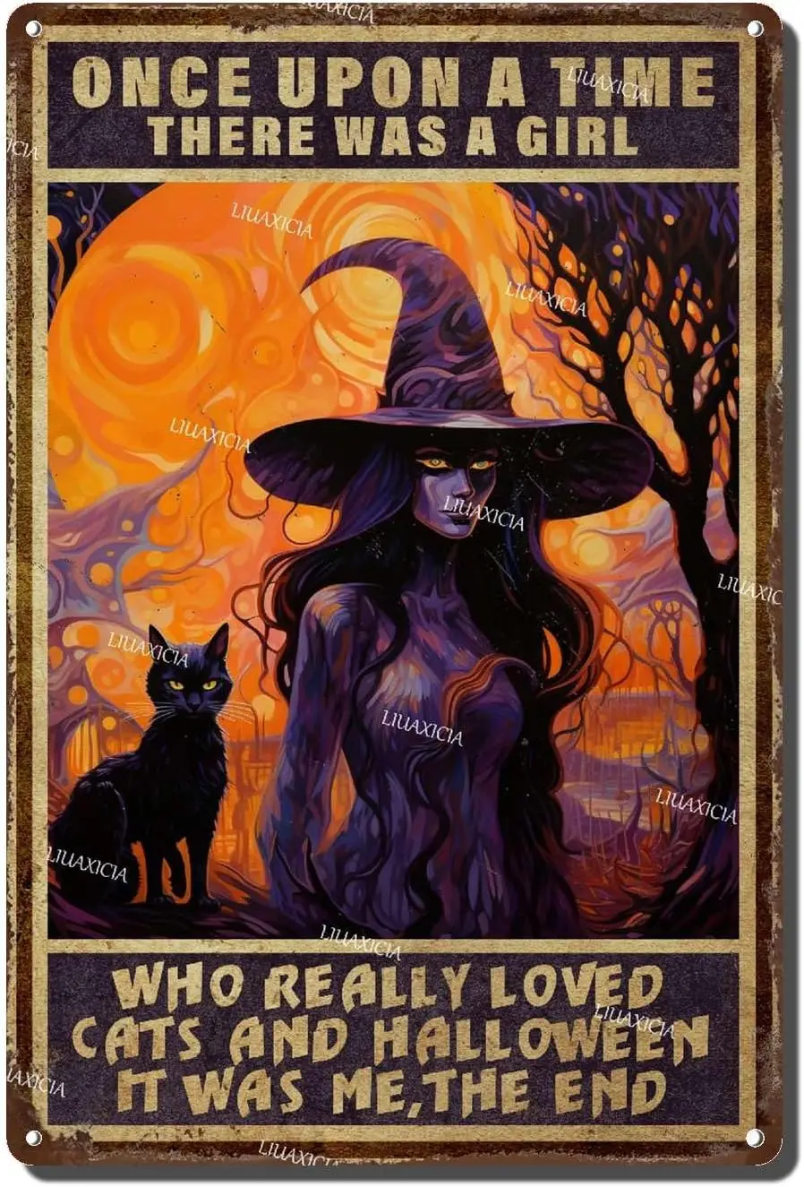 Art Decoration Cats And Halloween Who Really Loved Tin Sign for Bars Restaurants Bars Hotels Zoos Cafes