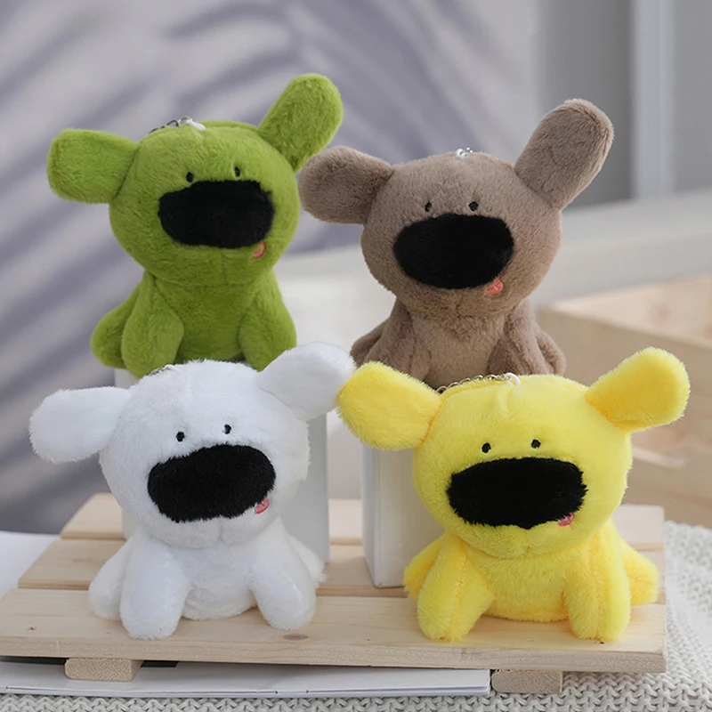 Cute Animal Black Nose Dog Plush Doll Toy Pendants Key Chain Backpack Hangings Ornaments