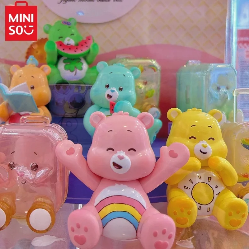 New Miniso Care Bears Blind Box Happy Journey Series Anime Figures Cartoon Peripheral Surprise Guess Bag Model Garage Kit Toy