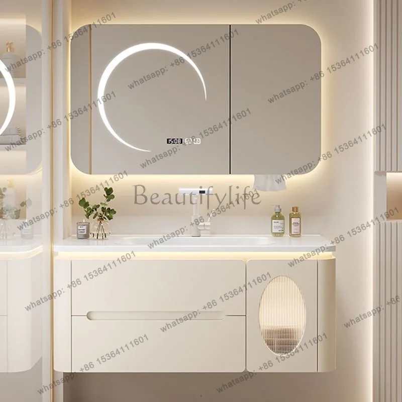 LDBathroom Cabinet with Ceramic Basin Combination Vanity Washbasin Cabinet Wall Mounted Manufacturer 2 Drawers