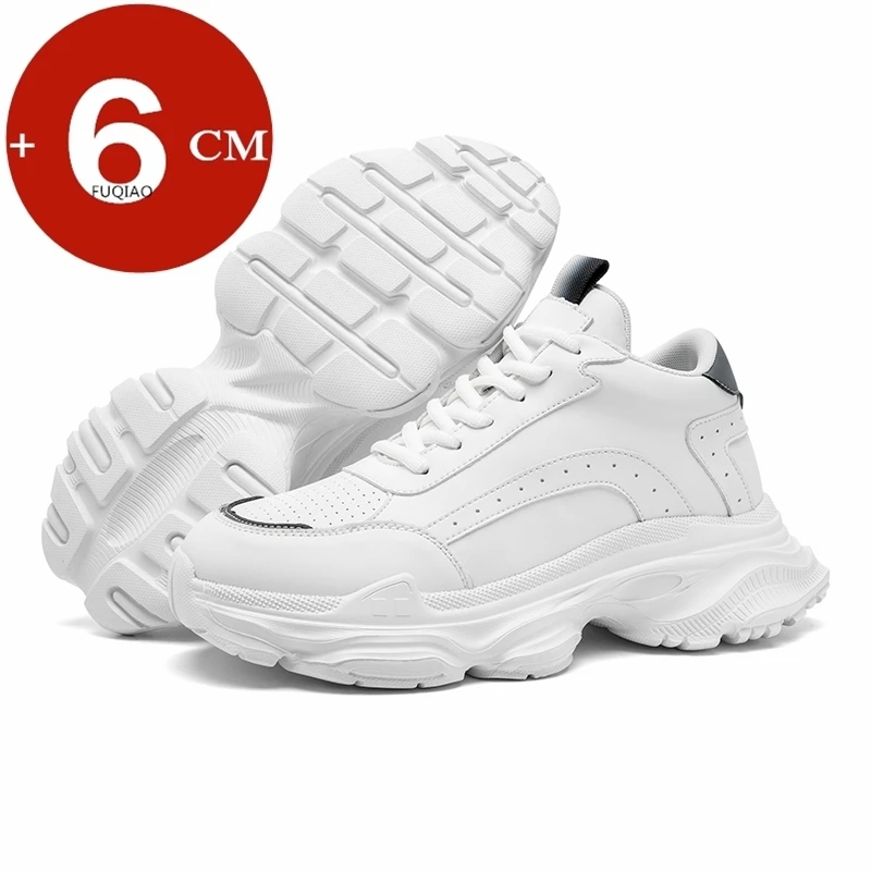 

Мужские и женские кроссовки с увеличением роста на 6 см, невидимые, спортивные, черно-белые, на толстой подошве