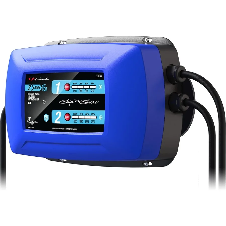 

Электрический корабль Schumacher 'n Shore, бортовое автомобильное зарядное устройство и устройство для обслуживания аккумуляторов 15 А, решение 2-в-1, последовательная зарядка