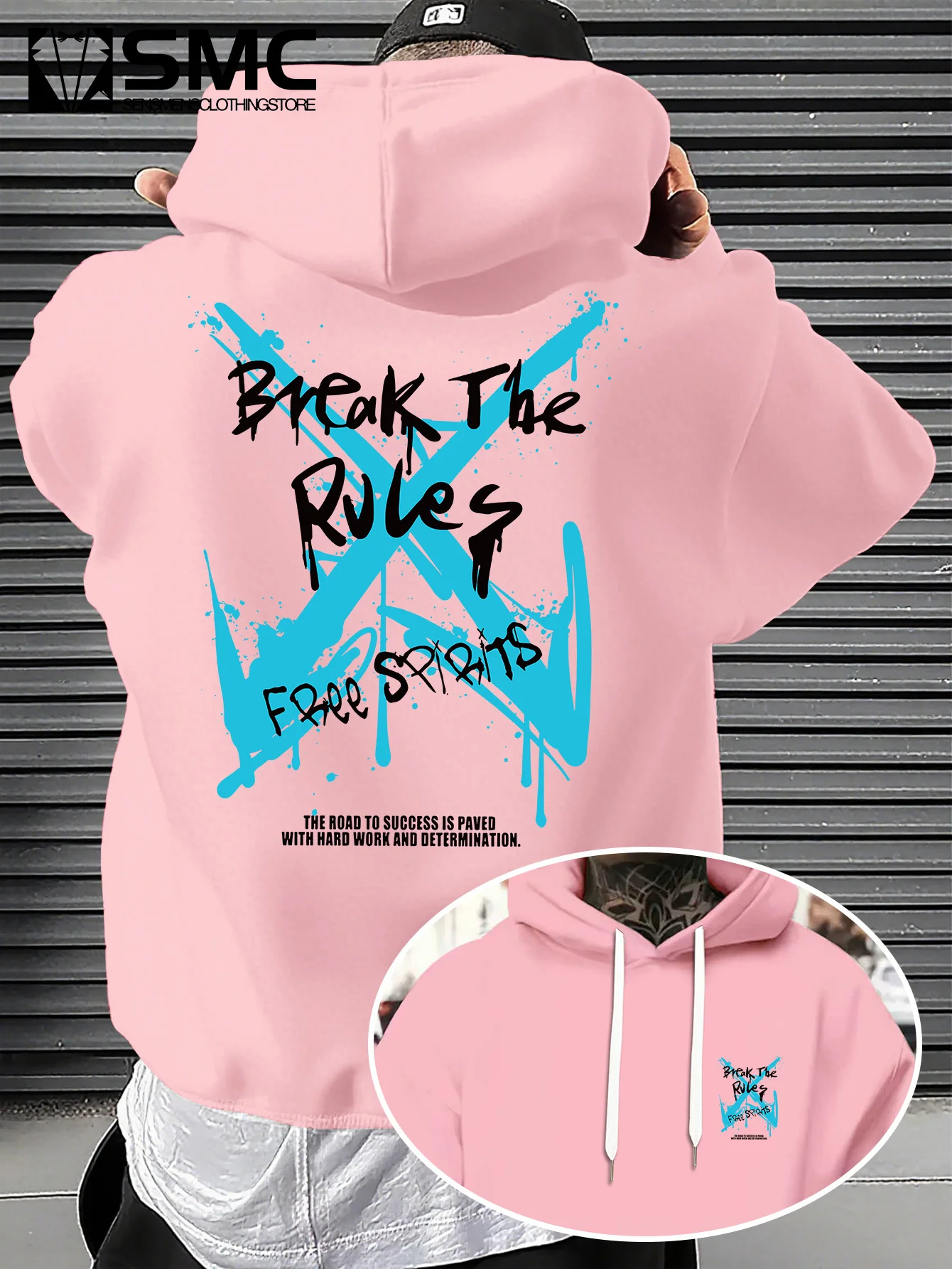 Doodle-style letter design pattern, Y2k hip-hop Harajuku style hooded sweatshirt, street casual and relaxed trendy all-purpose