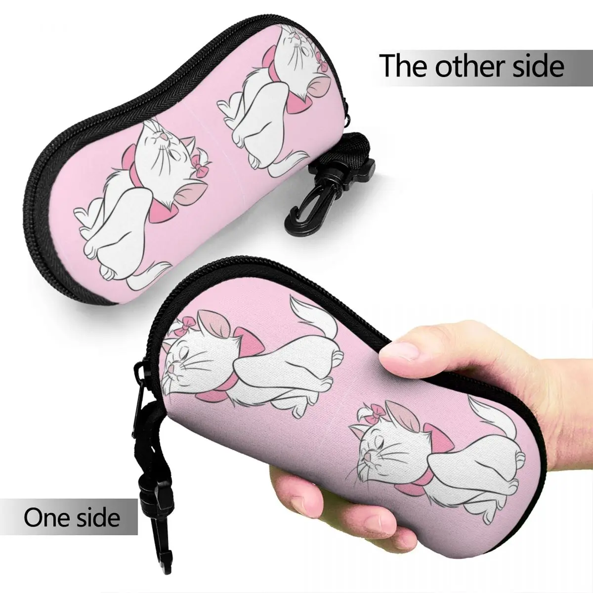 Marie Cat Cute From Aristocats Glasses Case Unisex Lightweight Zipper Eyewear Box Gift Eyeglasses Box