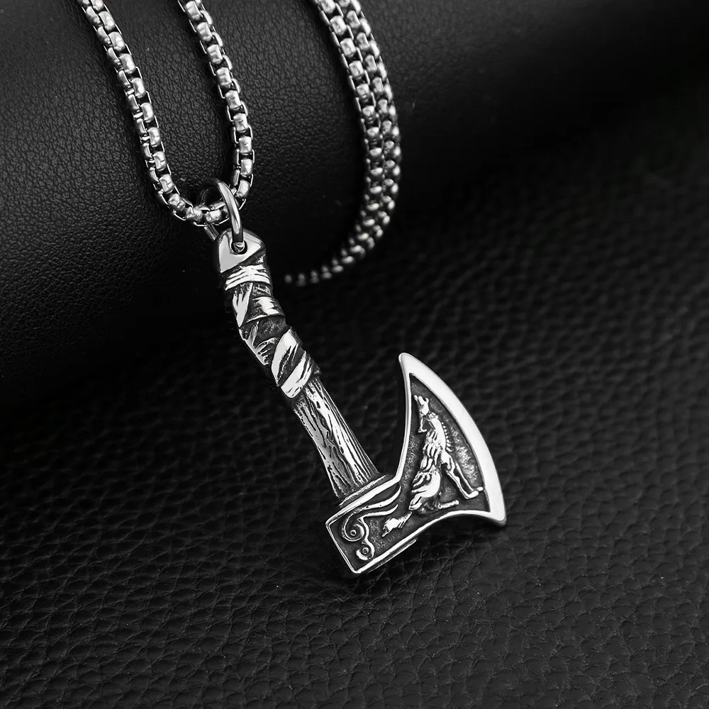 خمر الشمال فايكنغ الذئب وأودين الغراب الفأس قلادة قلادة الشرير شخصية الرجال قلادة الملابس مجوهرات اكسسوارات هدية