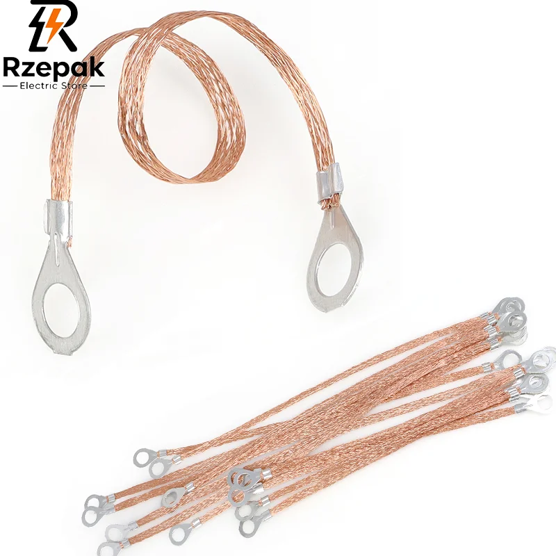 Copper Clad Aluminum Bridge Grounding Braid Wire Flexible Earth Bonding Strap Cable Tray Ground Connection 8mm Hole 2.5/4/6mm²