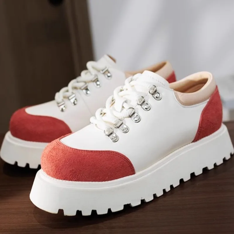 

New Design Daily Casual Shoes Men Low Top Breathable Spring Summer Sport Thick Soled Flat Platform Sneakers Male Genuine Leather