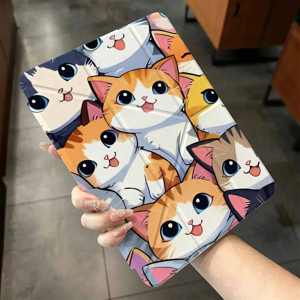 Cute Cat Cluster For iPad Pro 11 12.9 13 A16 M2 M4 M3 M5 Shell 9.7 10.2 5/6/7/8/9/10/11th Mini Air 3 4 5 6 Cover