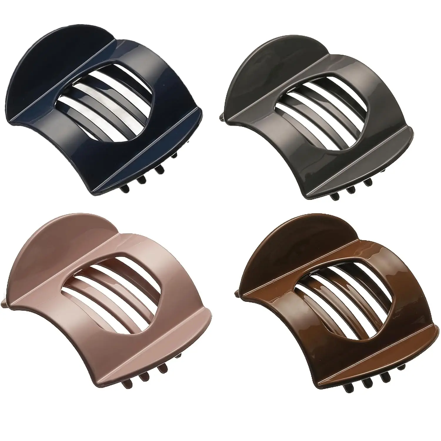 

4 PCS Flat Claw Clips, Round Large Flat Hair Clips for Women,French Strong Hold Hair Barrettes for Thick Thin Hair(Classic)