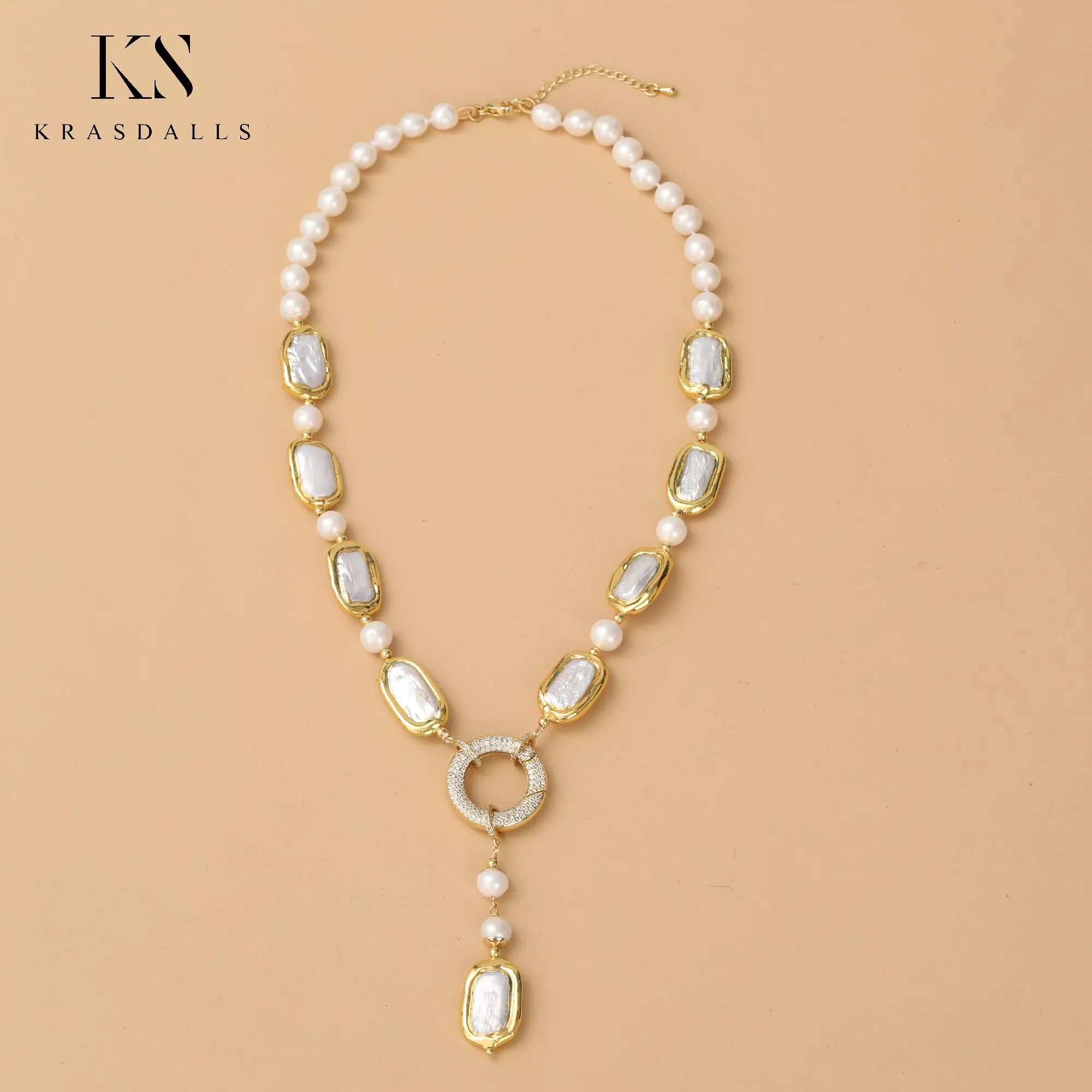 Freshwater Cultured White Biwa Pearl Rectrangle Shape Charms Healing Y-Drop Necklace Wedding Jewelry