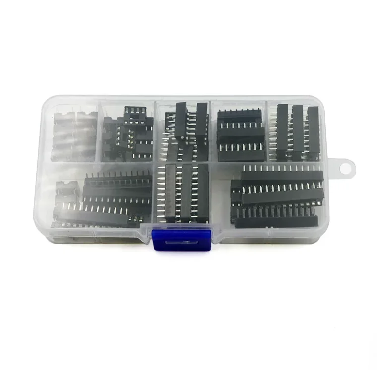 6pin 8pin 14pin 16pin 18pin 20pin 24pin 28pin 8 Values 66pcs Adapter  Plug-in Ic Block Chip Holder Dip 2.54mm IC Socket Box Kit