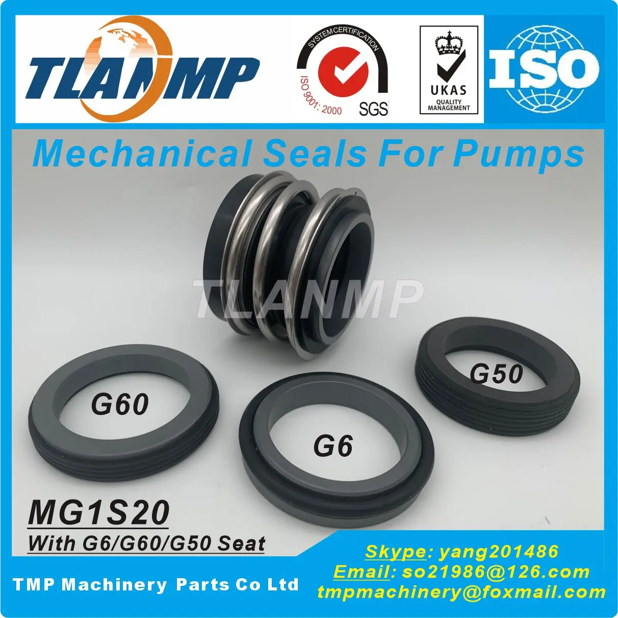 

MG1S20/43-G50 , MG1S20/43-G60 , MG1S20/43-G6 , MG1S20-43 shaft size 43mm TLANMP Mechanical Seals With G50/G60/G6 seats