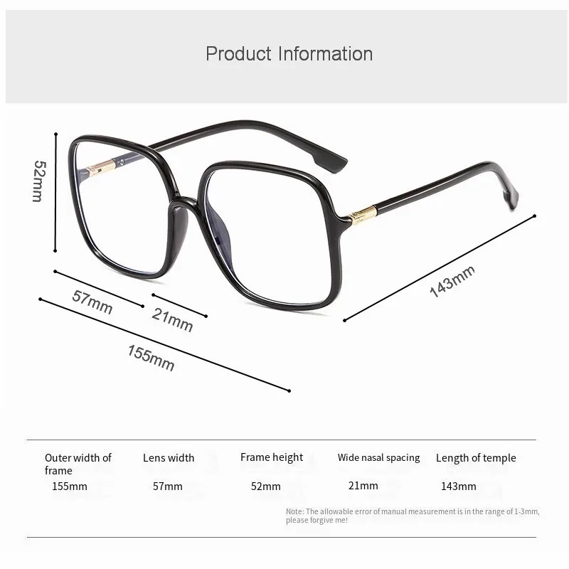 MYT_0316 Oversized Big Size Frames Anti Blue Light Glasses Women Men Vintage Eyeglass Woman Frame Square Glasses Frame Eyeglasse