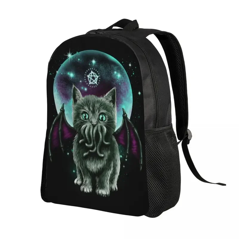 Chamada personalizada de Harajuku de Cthulhu Mochila para homens e mulheres, Bookbag básica para escola universitária, Kaiju Cat Monster, Lovecraft Film Bags