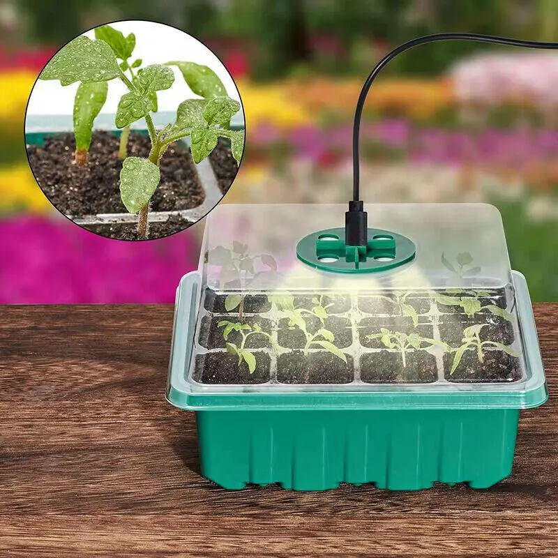 Plant Growing Box with LED Light Nursery Pots 12 hole Greenhouse Plant Starter Seedling Trays Gardening Germination tool