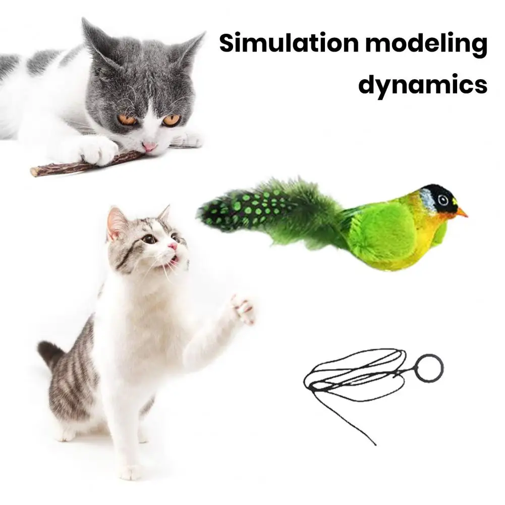 Simulated Bird Toy for Cats Entertaining Plush Bird Teaser Toy for Cats Hanging Squeaky Simulation Bird with Feather Bonding