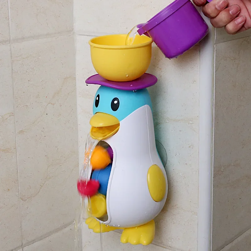 

Penguin Windmill Toy Fun Baby Bath Tub Bathtub Toys Adorable Water Sprinkling Kids Shower BathToys Sprinkle Infant Play