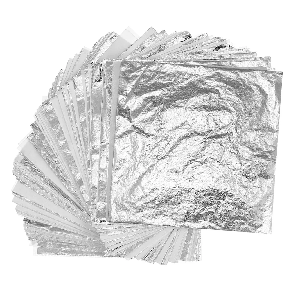 150Pcs Versatile Silver Foil Sheets Decorative Multi-Function DIY Crafting Metallic Foil Sheets for Handcraft Furniture Wall