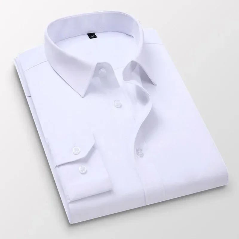 

Плюс размер 3xl 4xl 5XL 6XL 7XL 8xl Мужская однотонная деловая рубашка Модная повседневная тонкая белая рубашка с длинным рукавом Мужская брендовая одежда