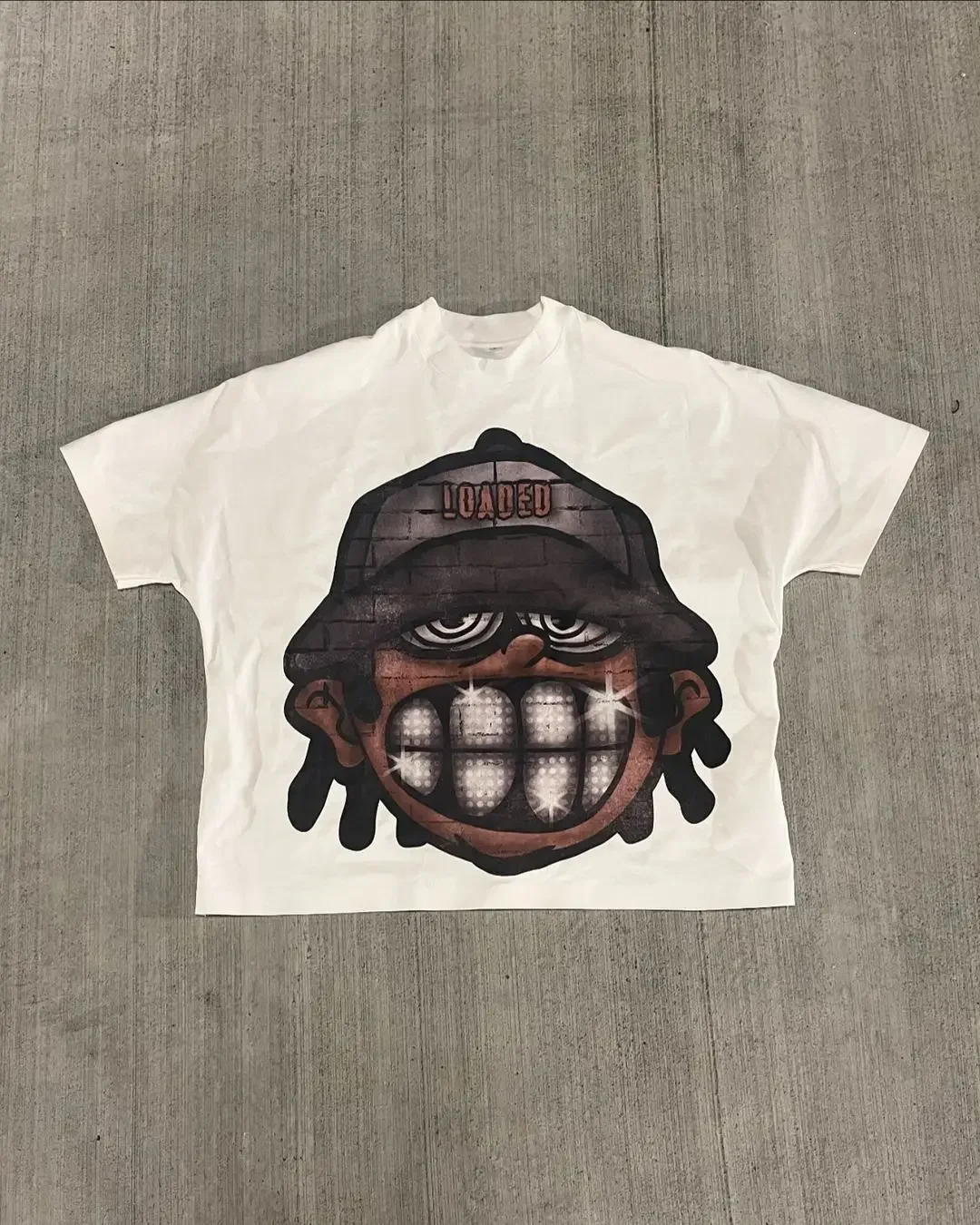 American Street Gothic Big Face stampato cotone Plus Size t-shirt Y2k Harajuku Hip Hop Retro Versatile Street abbigliamento per uomo