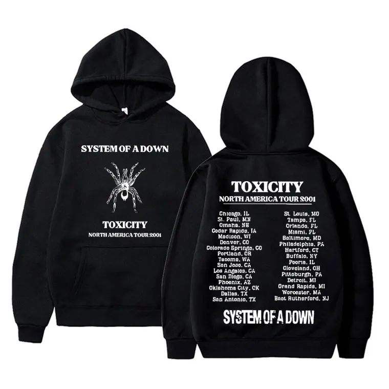 

Rock Band System of A Down Toxicity Tour Hoodie Men Fleece Oversized Sweatshirt Men's 90s Alternative Metal Hoodies Streetwear