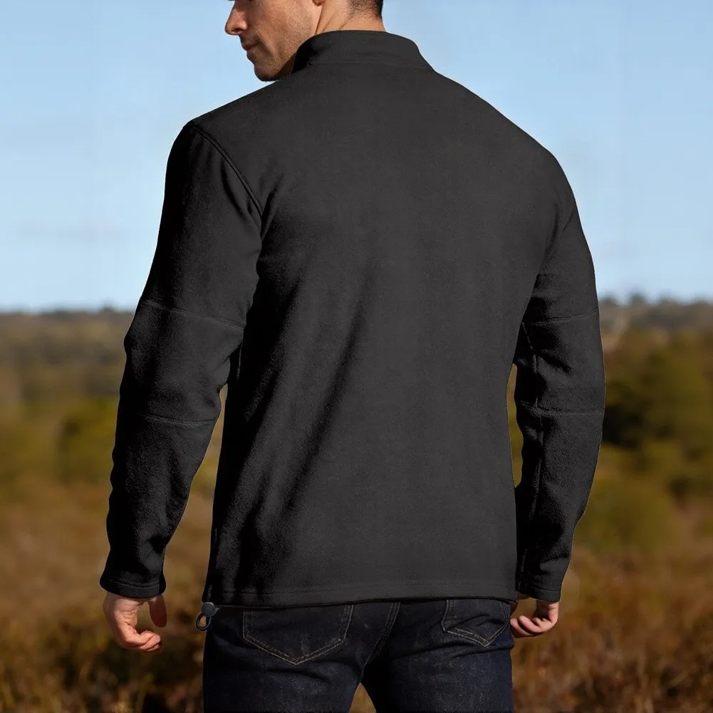 Stand-up Collar Shirt Mens Zipper Hoodie For Cold Weather Protection 96 Polyester 4 Spandex Soft Stretch Fabric