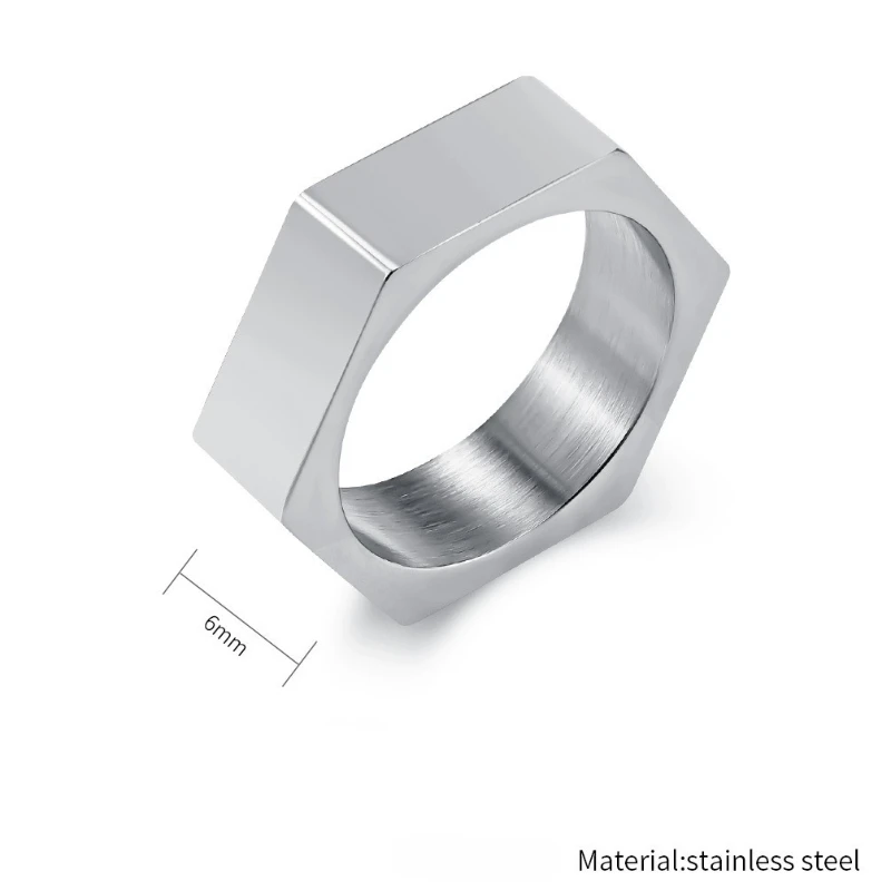 Hexahedral Smooth Surface Rings Made Titanium Steel Cool Neutral Style Men's Fashion Personalized Ring Charming Jewelry view 4