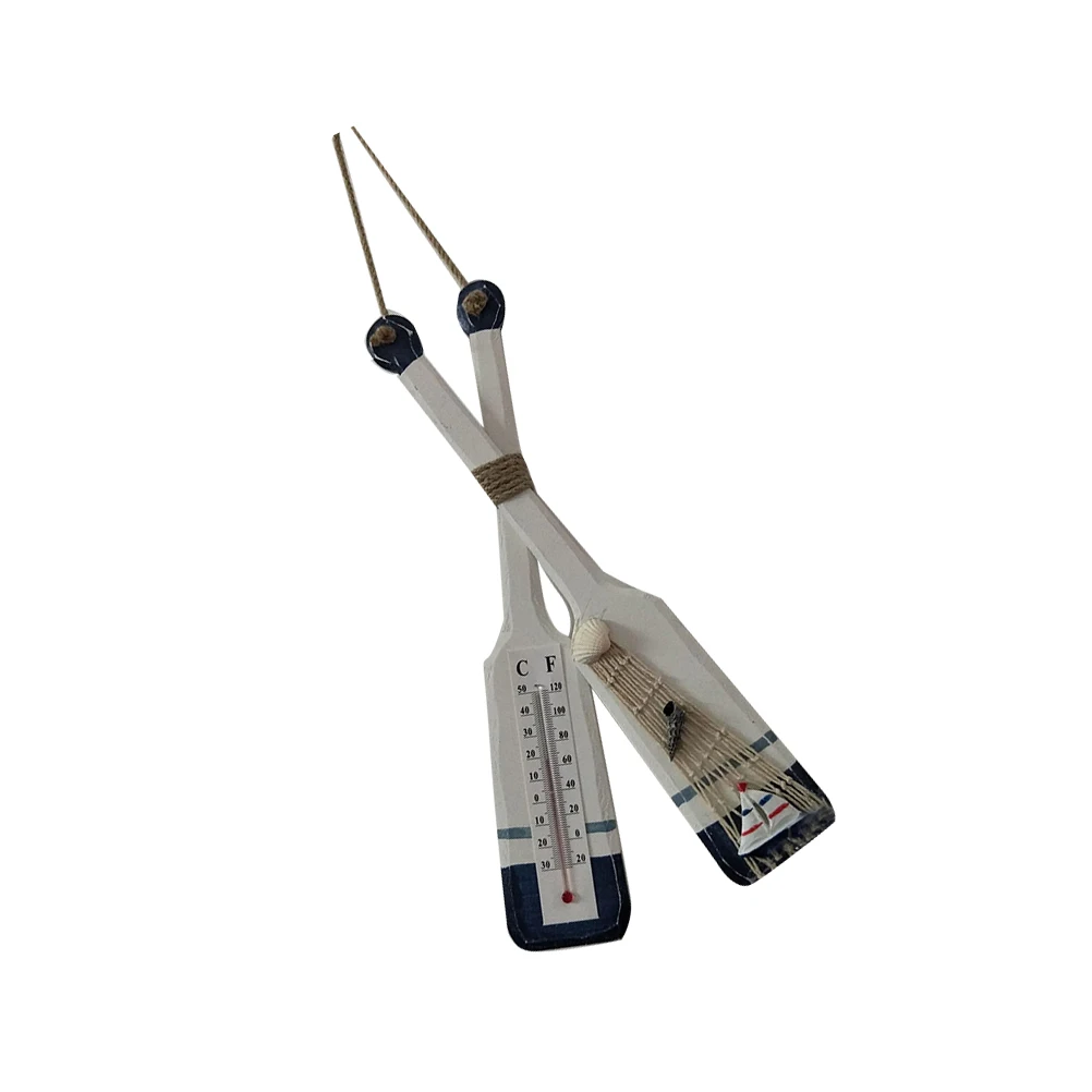 

Wooden Oar Thermometer Decorations Counter Shape Craft Ornament Home