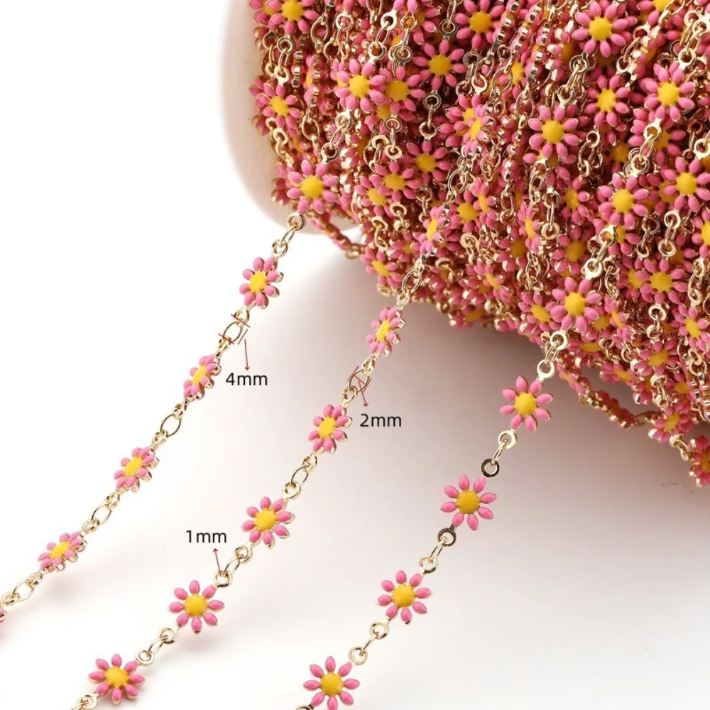 Foot Chain 1 Meter Daisy Chain Gold Plated Handmade Link Chains Colorful Enamel Chain DIY