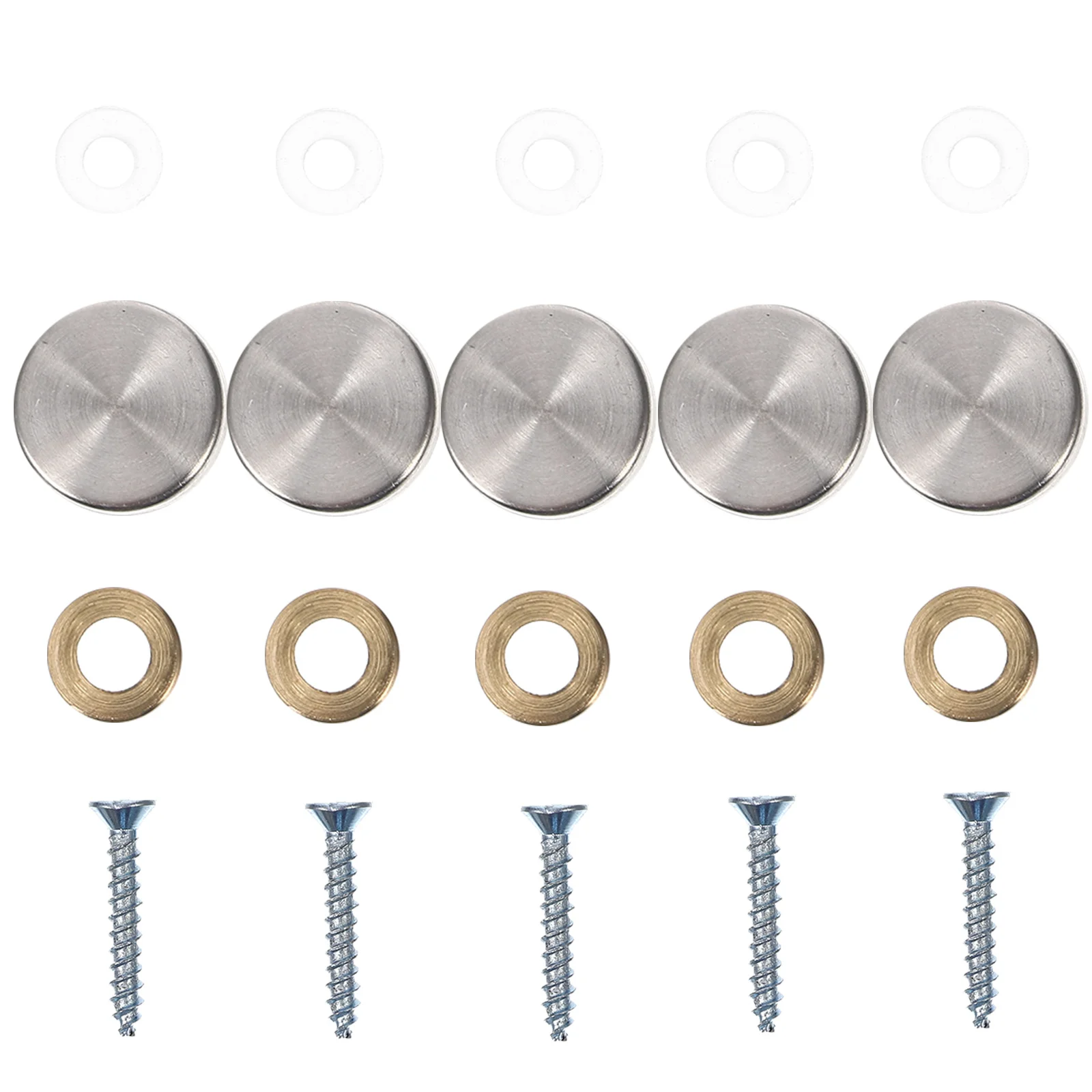 

5Sets Stainless Steel Decorative Screw Nails Thickened Self-Tapping Mirror Fixing Nails for Wooden Boards Furniture Glass