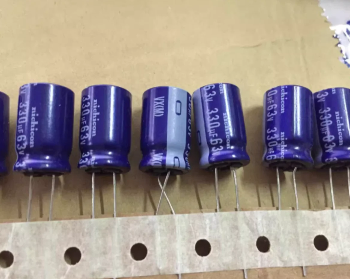 10 قطع لكل مجموعة الأصلي 63V330UF 63V 330 فائق التوهج 12X20 VX سلسلة 85 درجة الألومنيوم مُكثَّف كهربائيًا