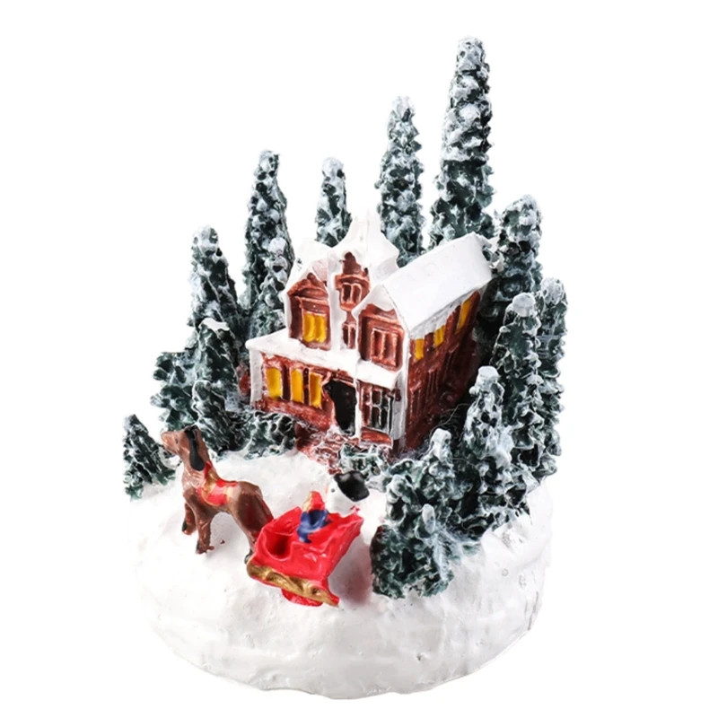 Christmas Collectible Buildings Decoration Christmas Village Figurines LED Light for Christmas Home Decor Gift