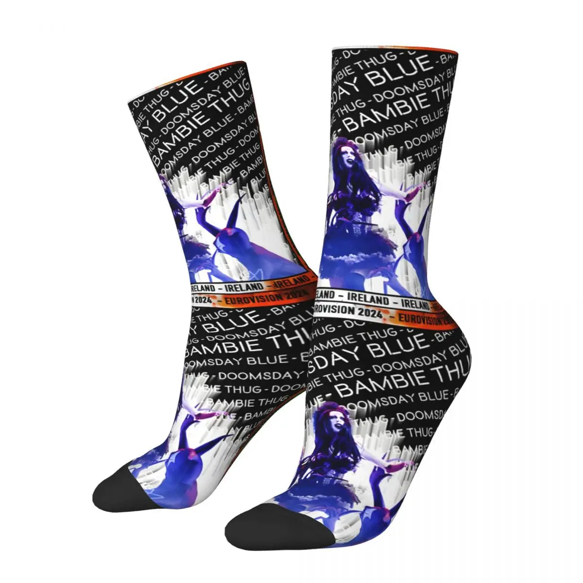 

Crazy compression Eurovision 2024 Doomsday Blue Ireland Sock for Men Harajuku Bambie Thug Quality Pattern Crew Sock Casual