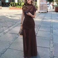 KONDALA 2026 Spring Summer Elegant Women Dresses Wedding Guest Ladies Patch Work Tulle Dresses Valentine‘s Day Woman Dresses - Image 2