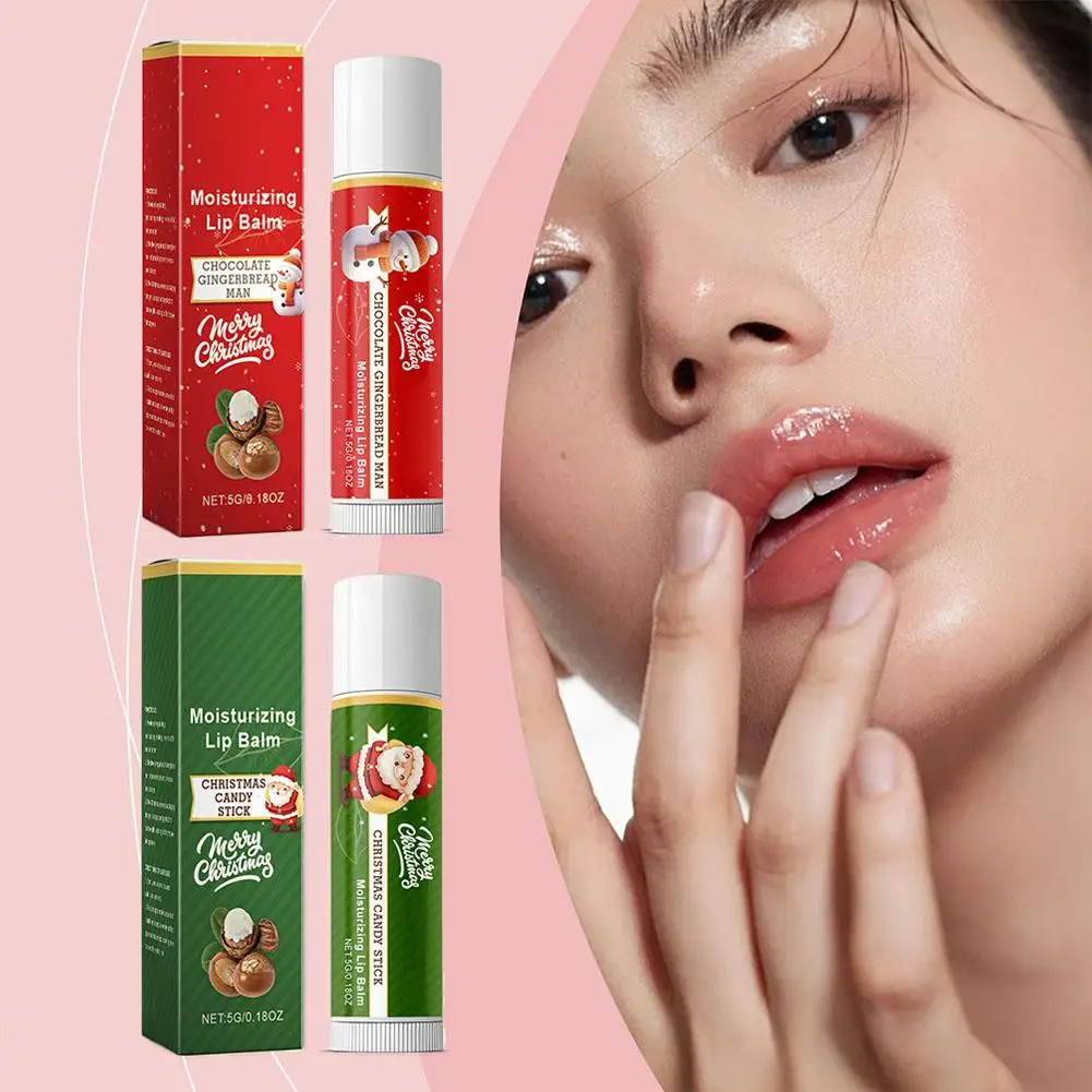 Christmas Moisturizing Lip Balm Lips Moisturizing Cream Lip Moisturizer Long-Lasting Balm Lips Skincare Cracked 5g Hydratin K1A9