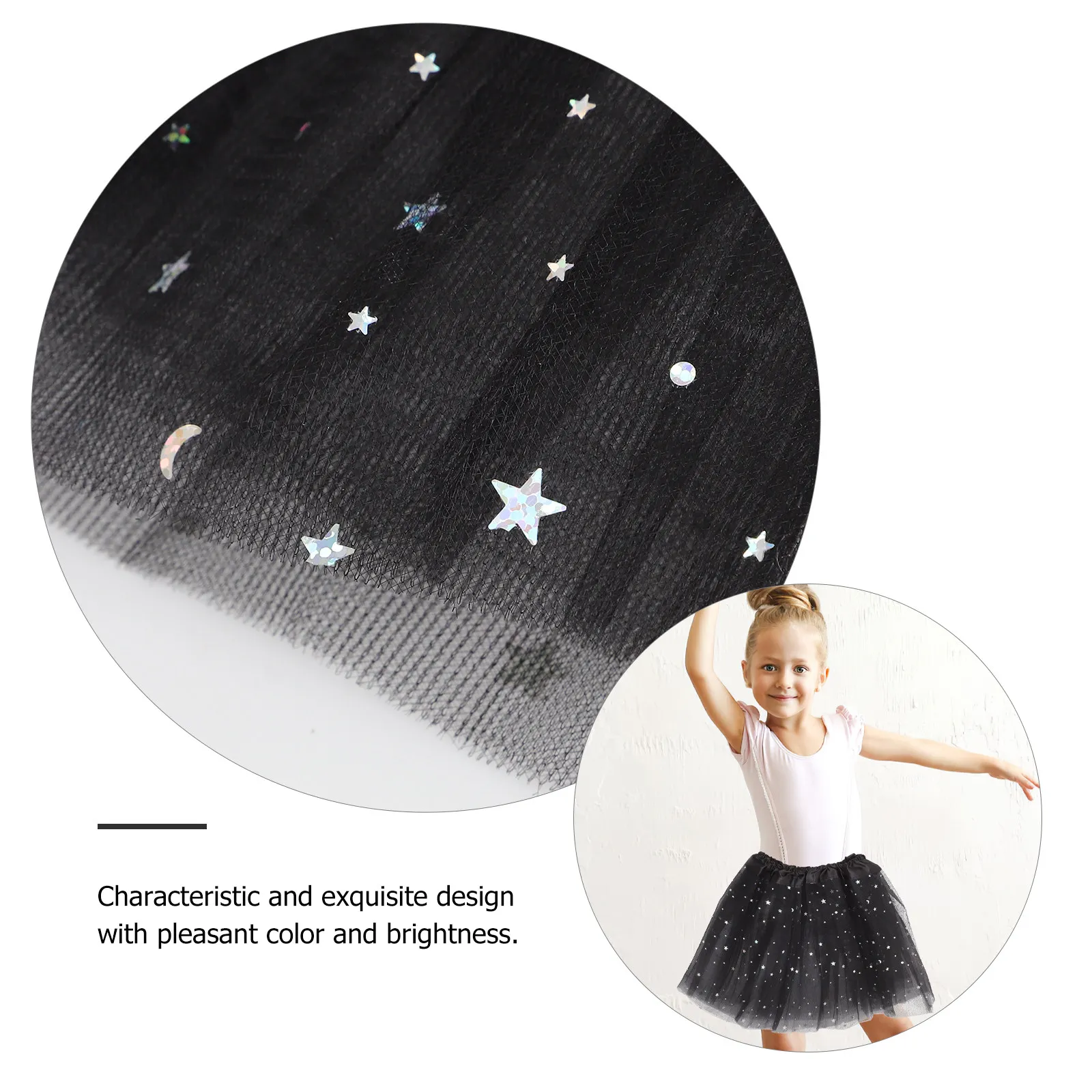 Girls Glitter Tutu Skirt for Toddlers Kids Teens Lightweight Shiny Sequin Tulle Ballet Dance Party Costume Dress Up Gift Black - view 5