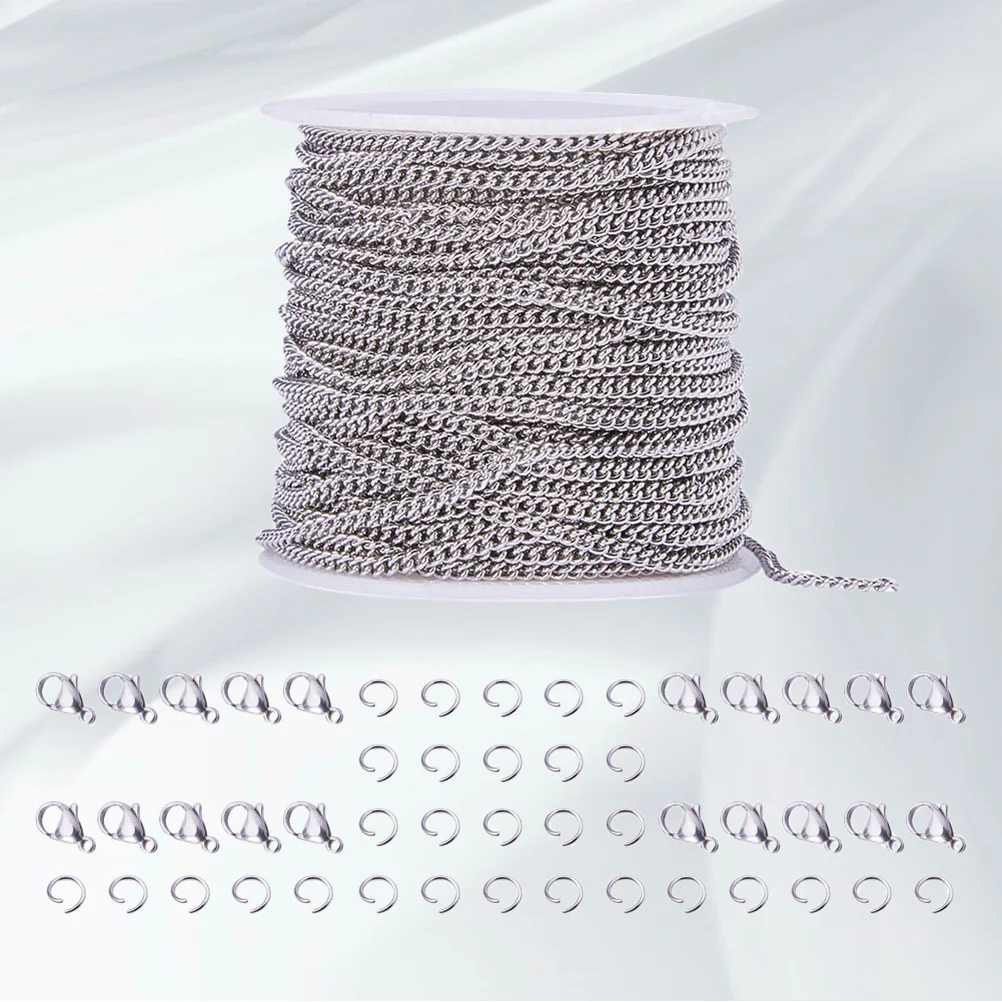1Set Stainless Steel Necklace Making Kit 10m Chain Lobster Clasp Rings Durable Jewelry Craft Accessories Stainless Steel Chain