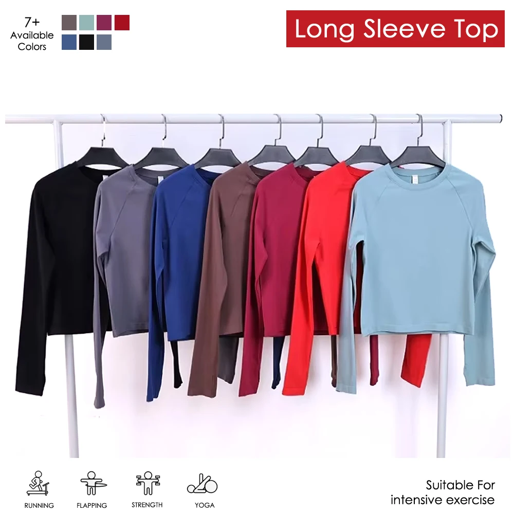 

Women's Seamless Knitted Fitness Women's Quick-Drying Long-Sleeved Hip-Lifting Slim-Fit Yoga Clothes Fitness Running Long