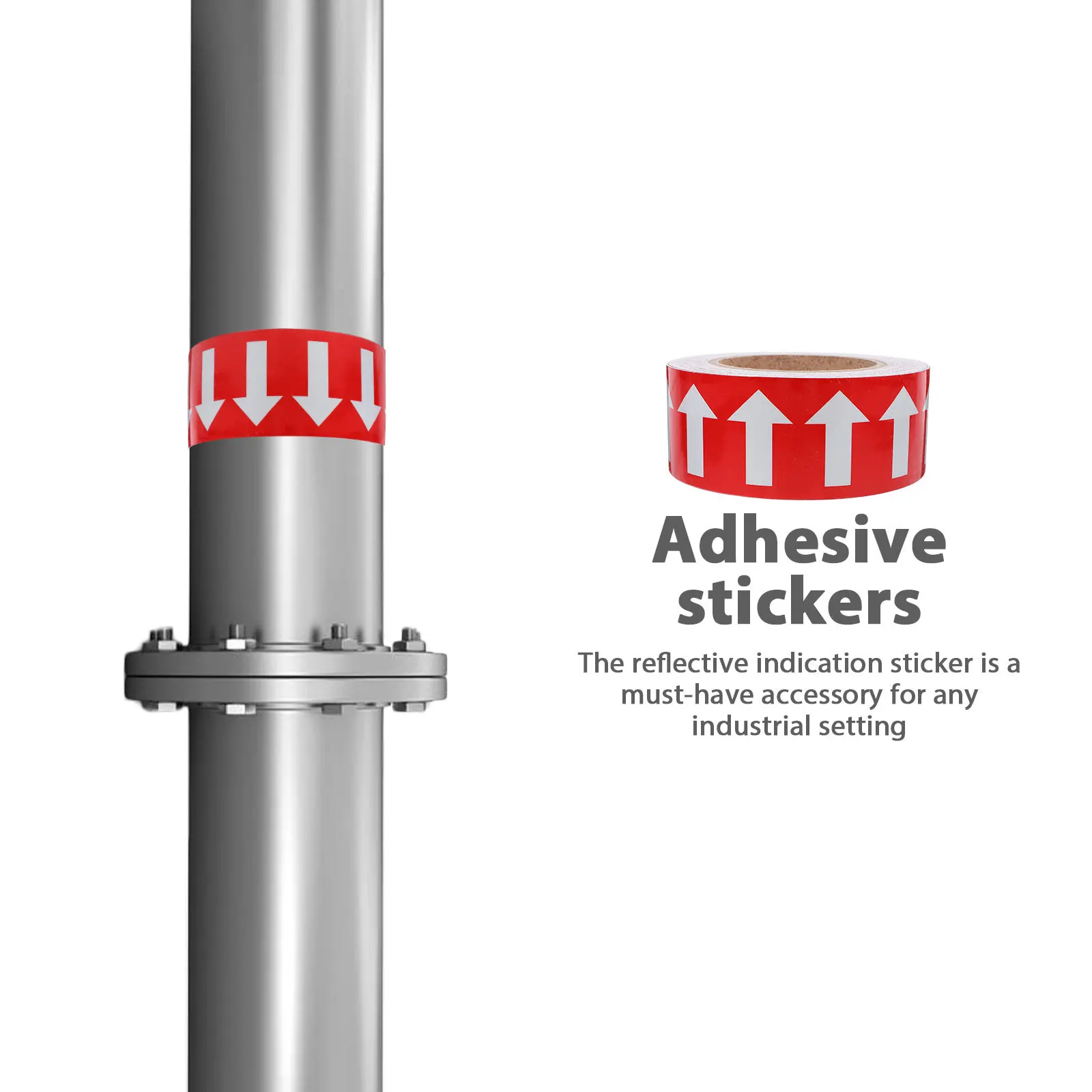 

Arrow Sticker Pipe Identification Decal Polystyrene Material Self Adhesive Red Background Long Lasting Water Gas Oil Pipes