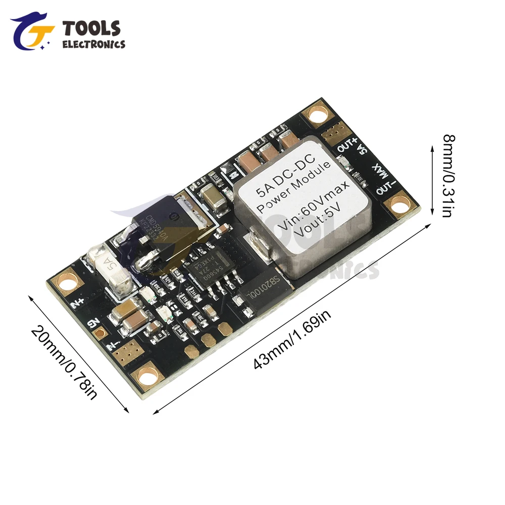 DC-DC Buck Converter Module 6.5V-60V to 5V/12V 5A High Efficiency 96% with Overload Protection Compact Design