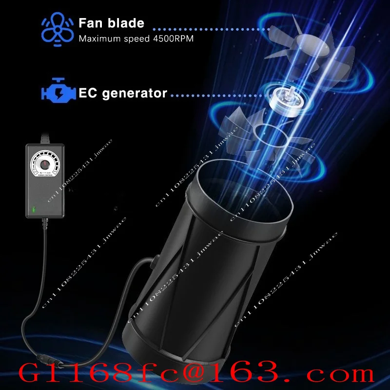 EC Motor 4 Inch 100 Round Duct Fresh Fan Super Bright and Strong Wind Bass Ventilation Fan DC Cylindrical Fan