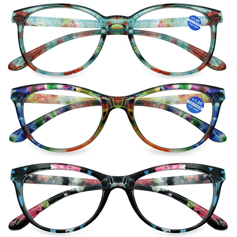 

Anti-Blue Light Ladies Floral Reading Glasses Fashion Printing Presbyopia Eyeglasses Glassware With Degree +1 +1.5 +2 +2.5 +4