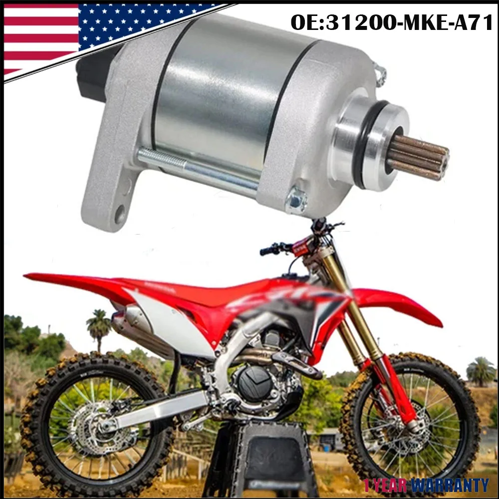 New 9Teeth Motorcycle Starter Motor 31200-MKE-A71 For Honda CRF450 CRF450R CRF450RX 2019 2020 2021 2022 2023 2024 Motorcycle Parts